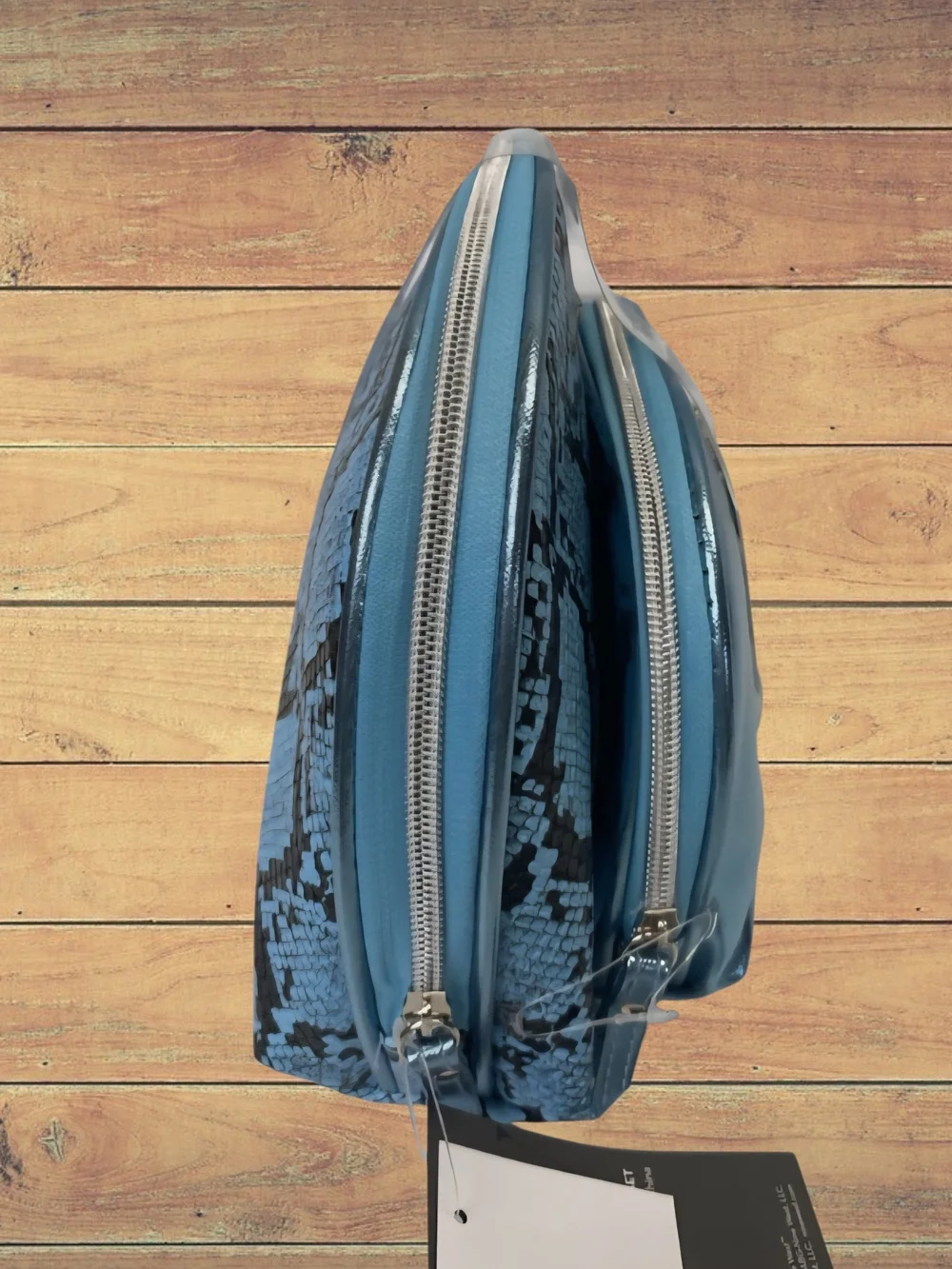 Nine West Boho Western Snake Skin Print Blue Cosmetic Travel Pouch Set. NWT